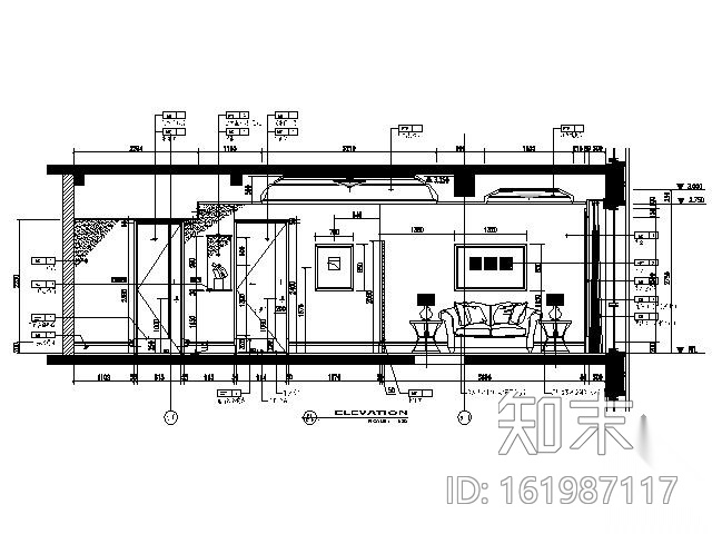 酒店行政单人套间连通房装修图cad施工图下载【ID:161987117】