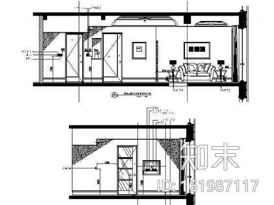 酒店行政单人套间连通房装修图cad施工图下载【ID:161987117】