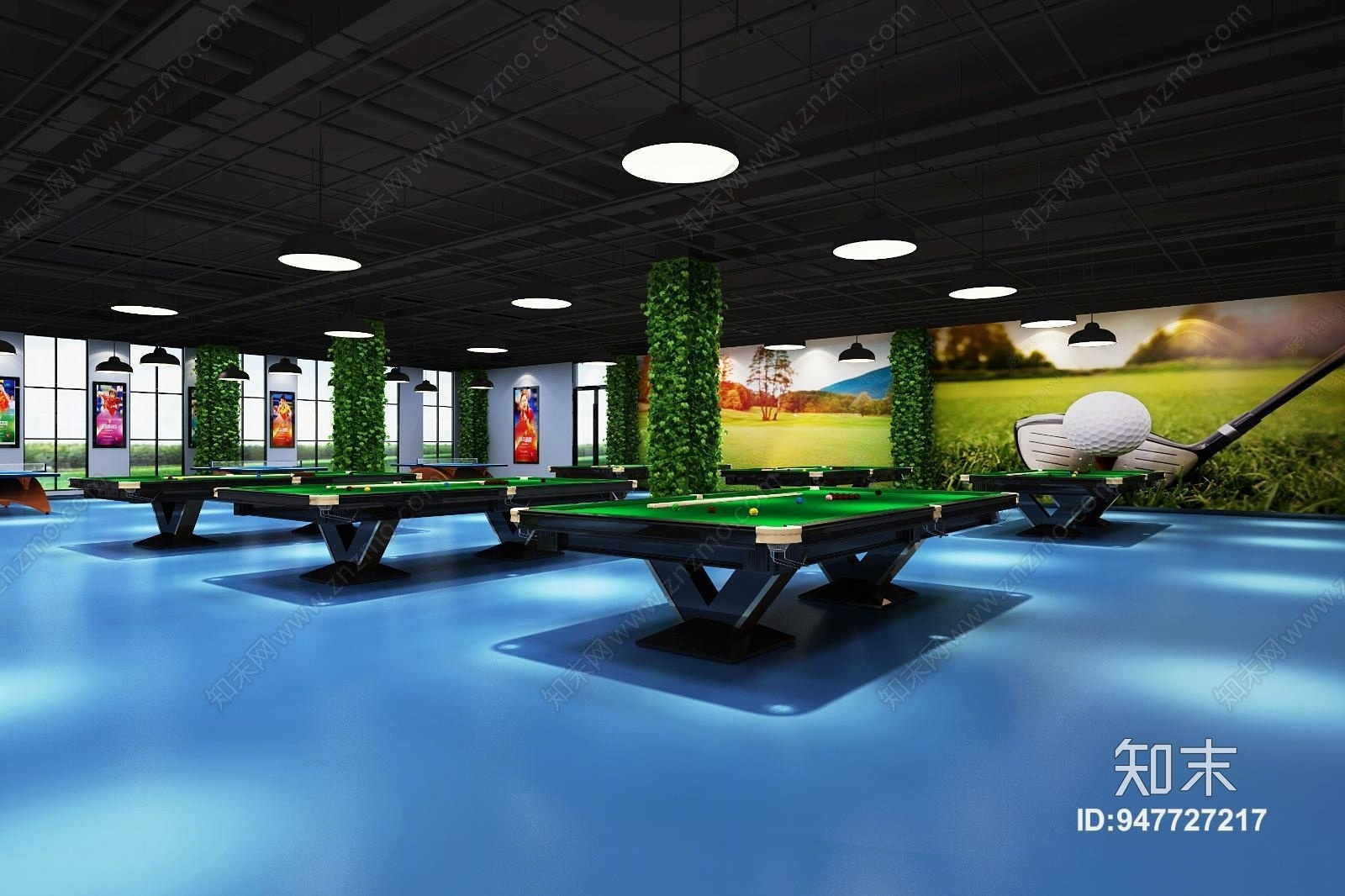 现代台球馆3D模型下载【ID:947727217】