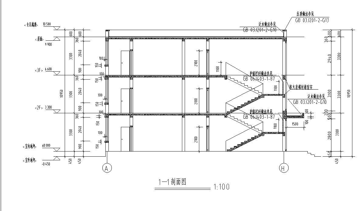 [甘肃]三层框架框架结构职工办公楼及生活宿舍建筑施工图cad施工图下载【ID:149940140】