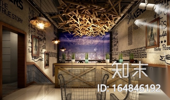 [原创]贵阳工业LOFT风格时尚网咖室内施工图（含高清效果...cad施工图下载【ID:164846192】