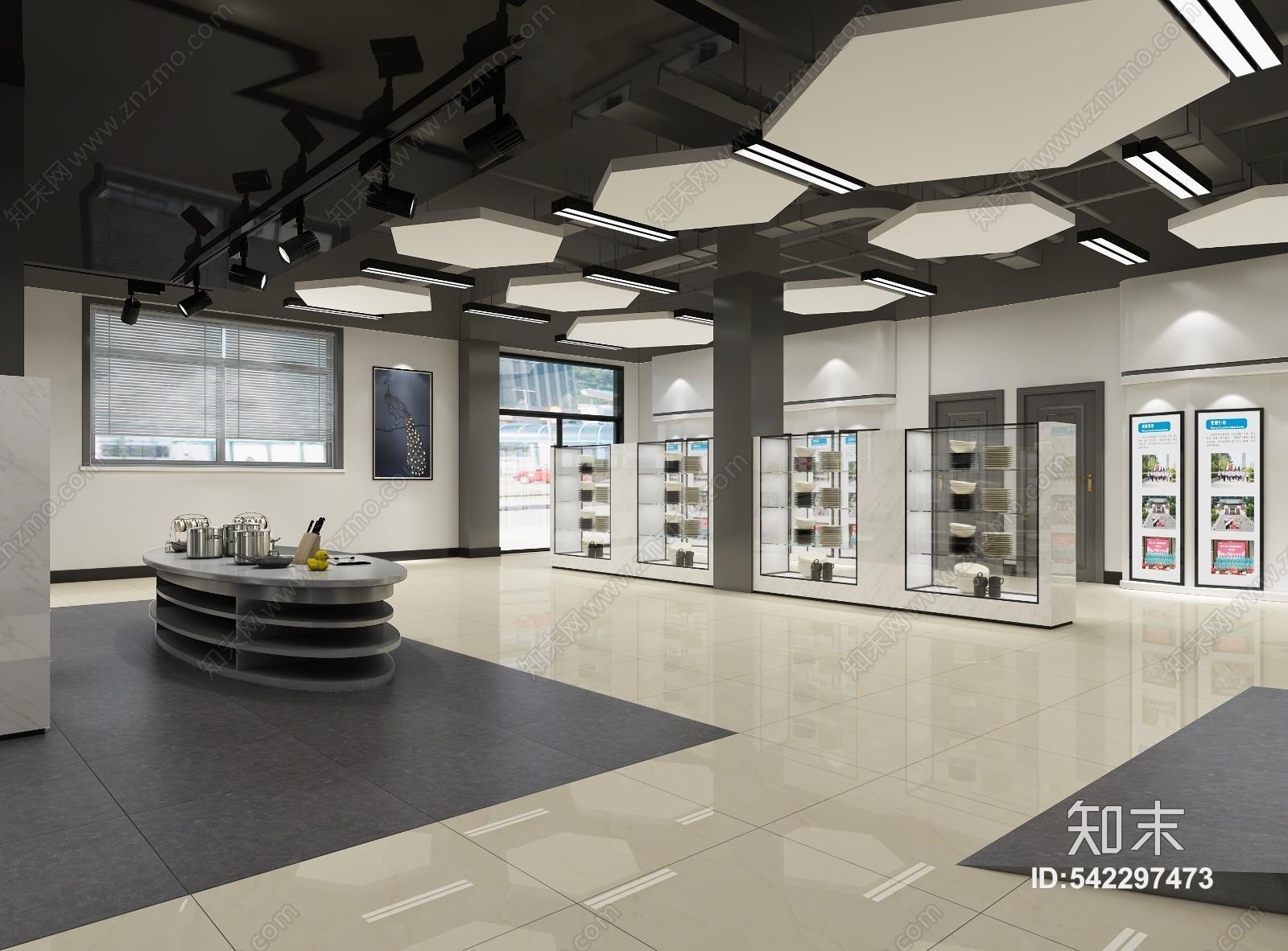 现代简约厨房展厅3D模型下载【ID:542297473】