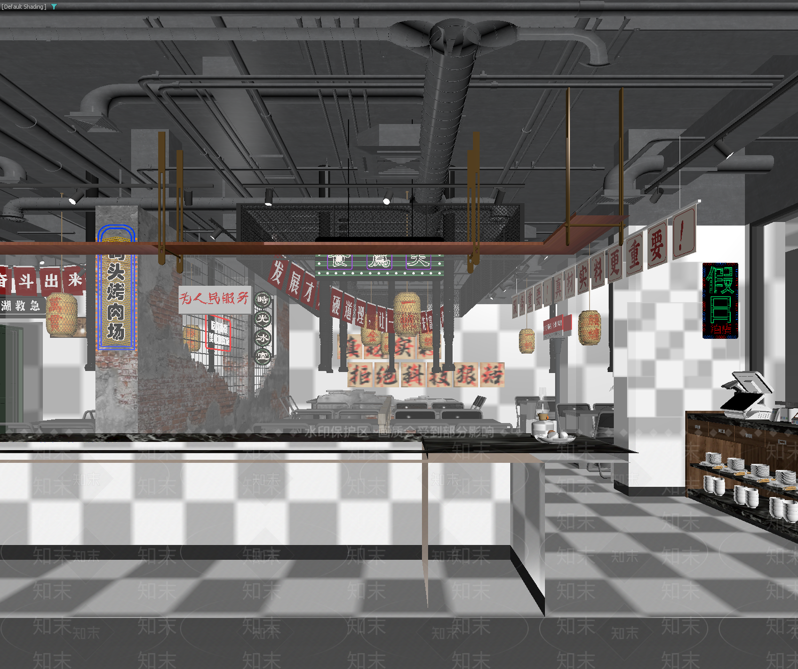 工业火锅店3D模型下载【ID:1214830776】