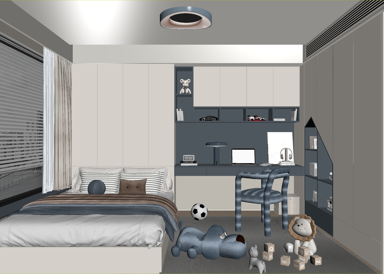 现代通用儿童房3D模型下载【ID:1214997428】