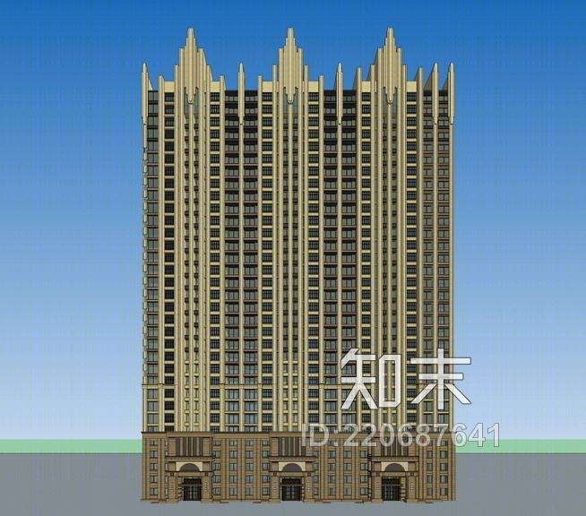 Artdeco高层住宅SU模型下载【ID:220687641】