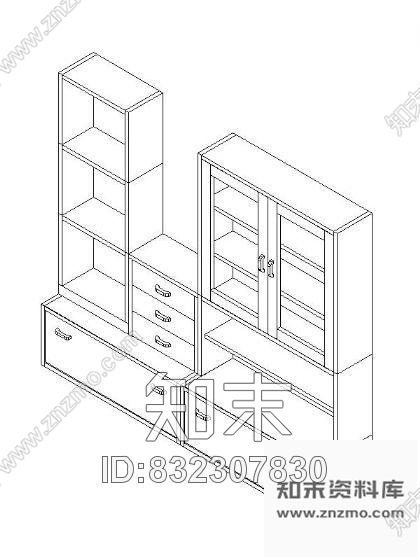 图块/节点书柜CAD三维图块12施工图下载【ID:832307830】