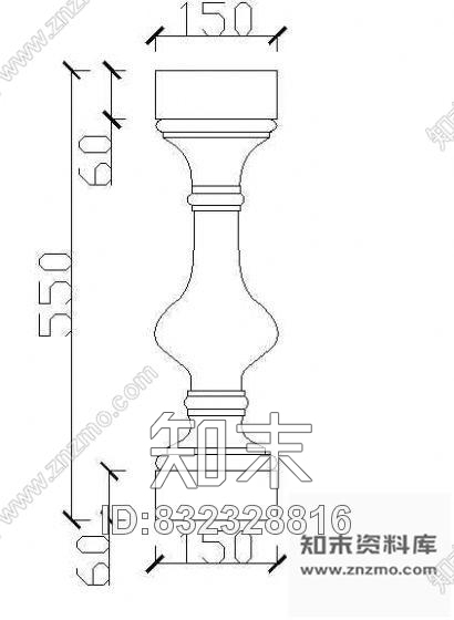 图块/节点西式栏杆柱cad施工图下载【ID:832328816】