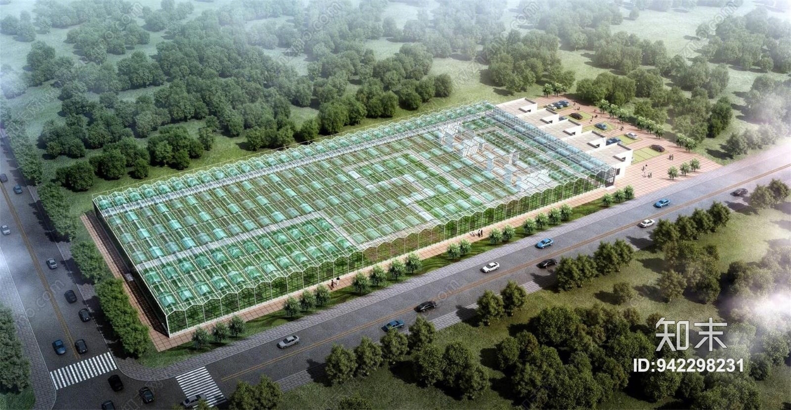 现代蔬菜大棚3D模型下载【ID:942298231】