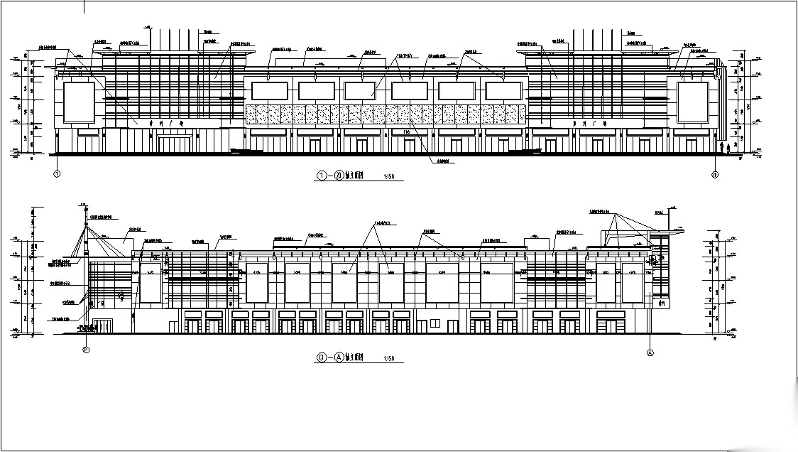 现代多层商场商业建筑设计施工图CADcad施工图下载【ID:165139190】