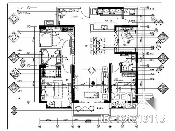 [广东]华丽欧式风格三居室样板间室内装修施工图（含高清...施工图下载【ID:161813115】