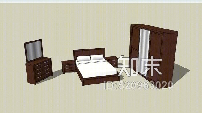 卧室家具SU模型下载【ID:520963020】