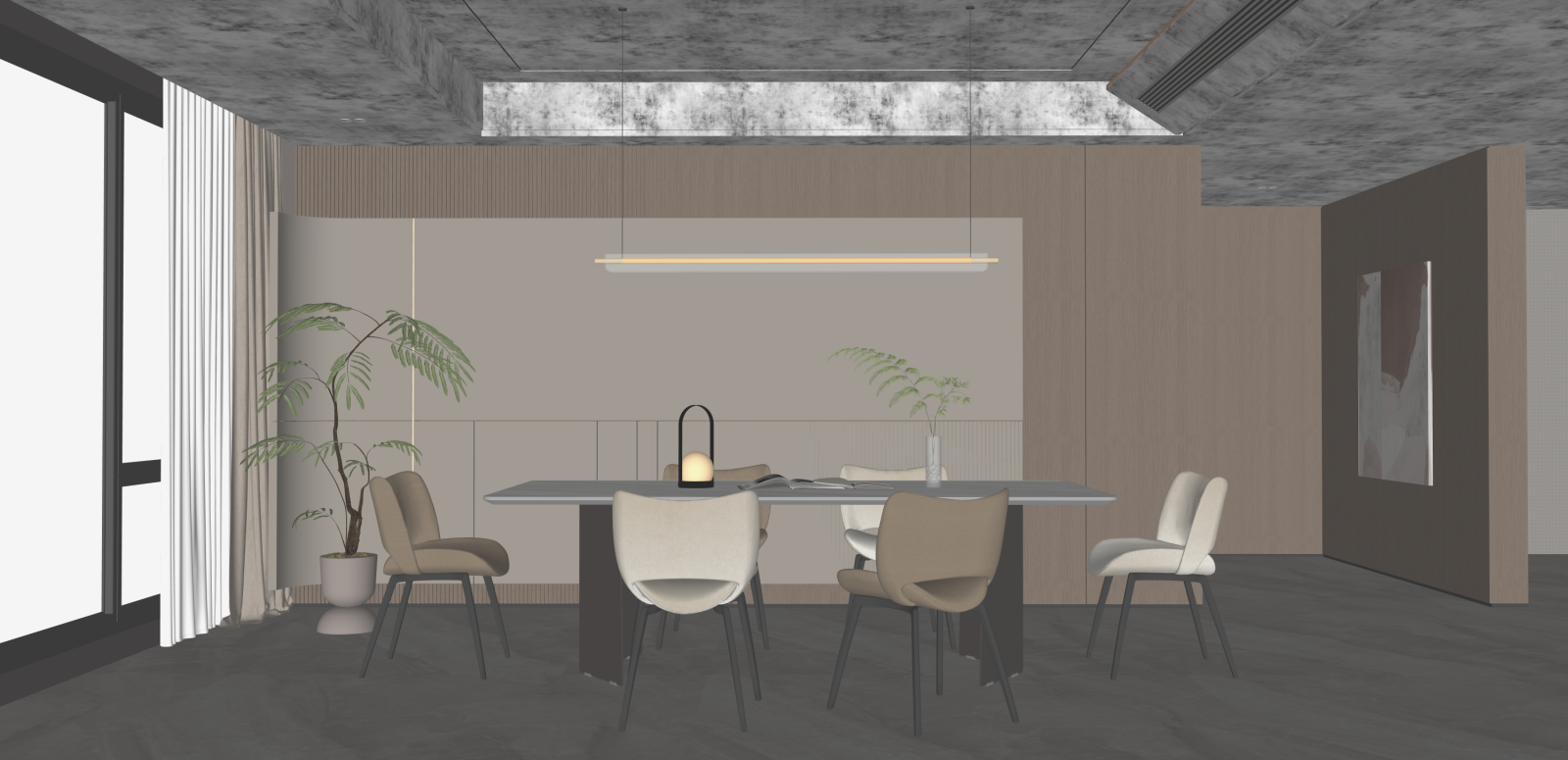 现代家居餐厅SU模型下载【ID:1215976251】