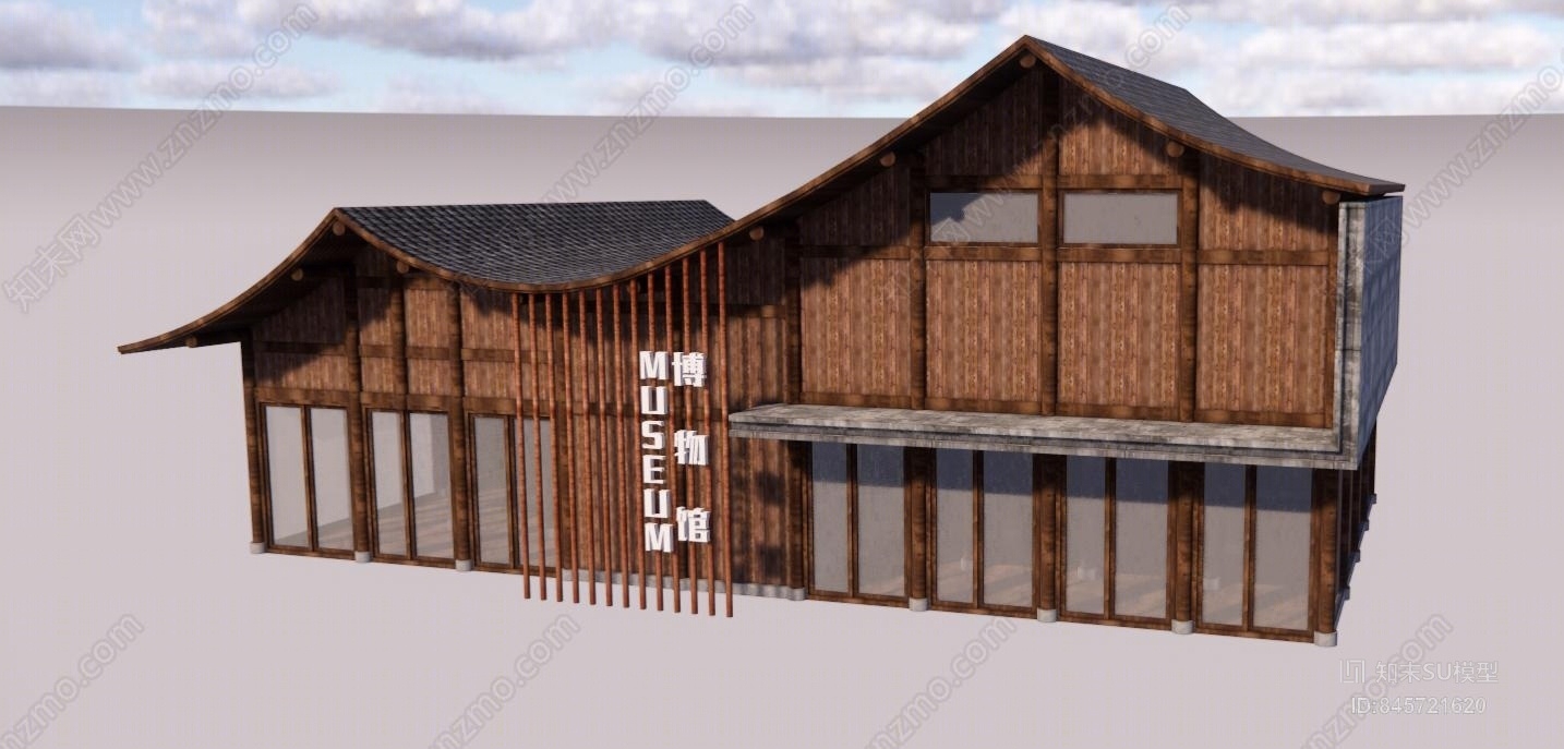 新中式乡村博物馆SU模型下载【ID:845721620】
