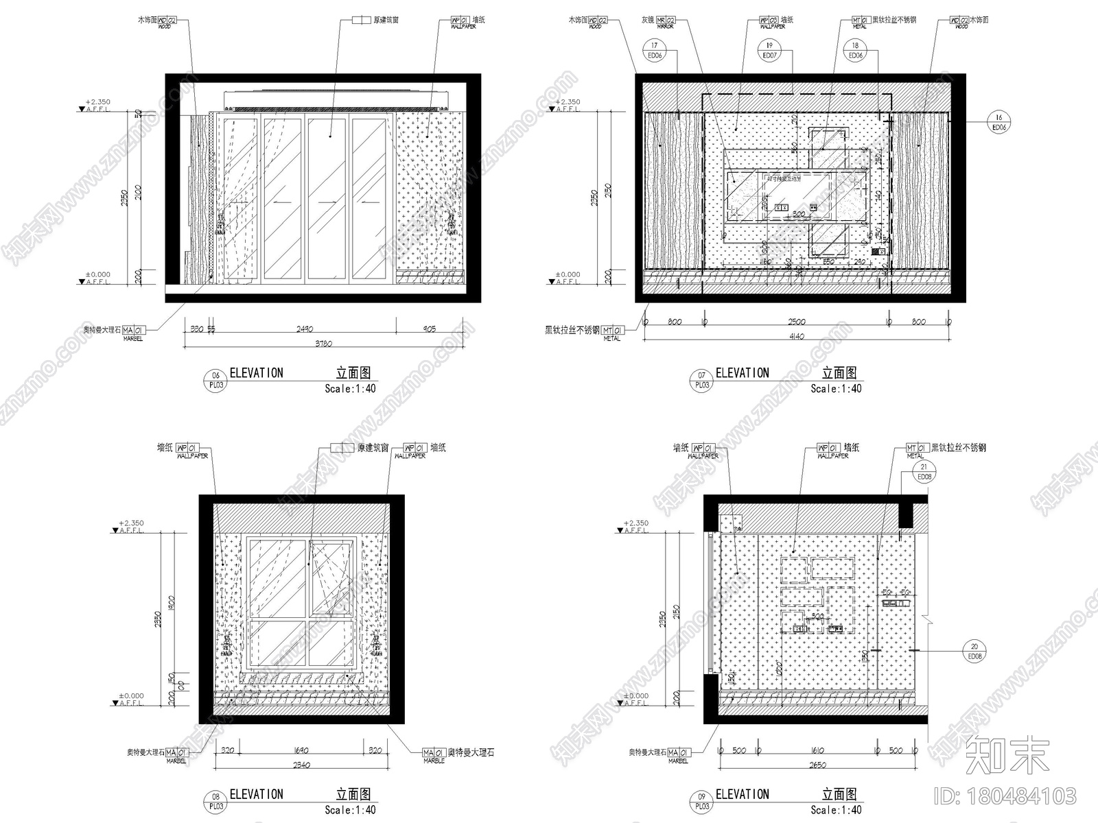 [上海]142㎡现代三居室家装样板间施工图施工图下载【ID:180484103】