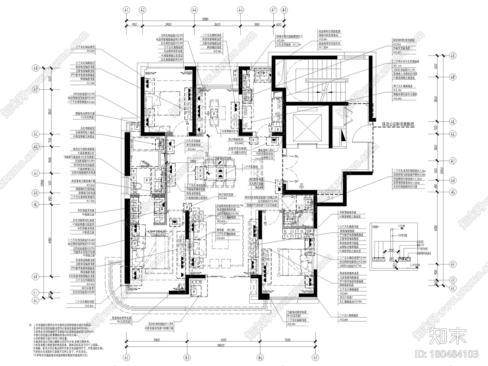 [上海]142㎡现代三居室家装样板间施工图施工图下载【ID:180484103】