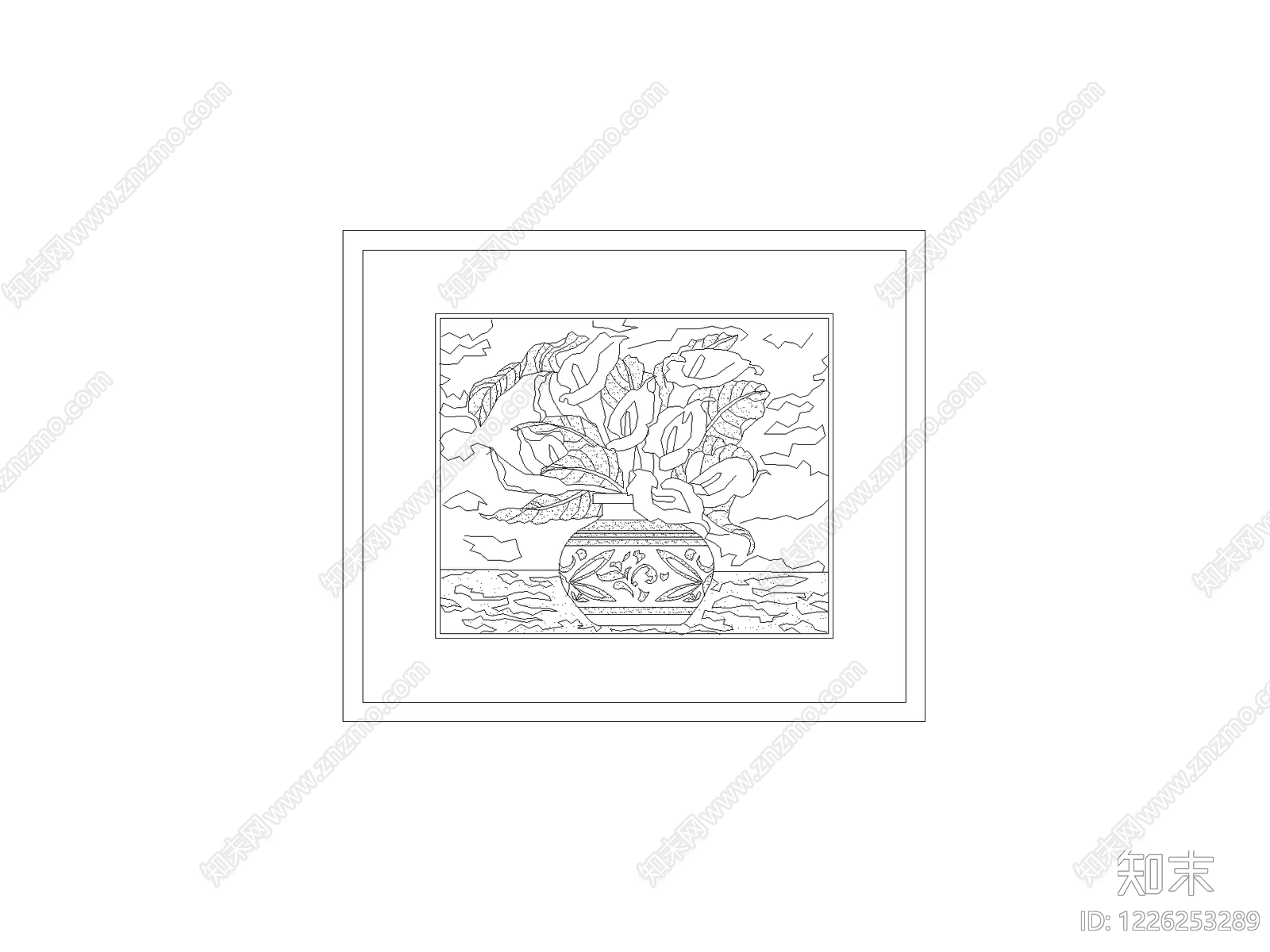 陈设类立面挂画cad施工图下载【ID:1226253289】