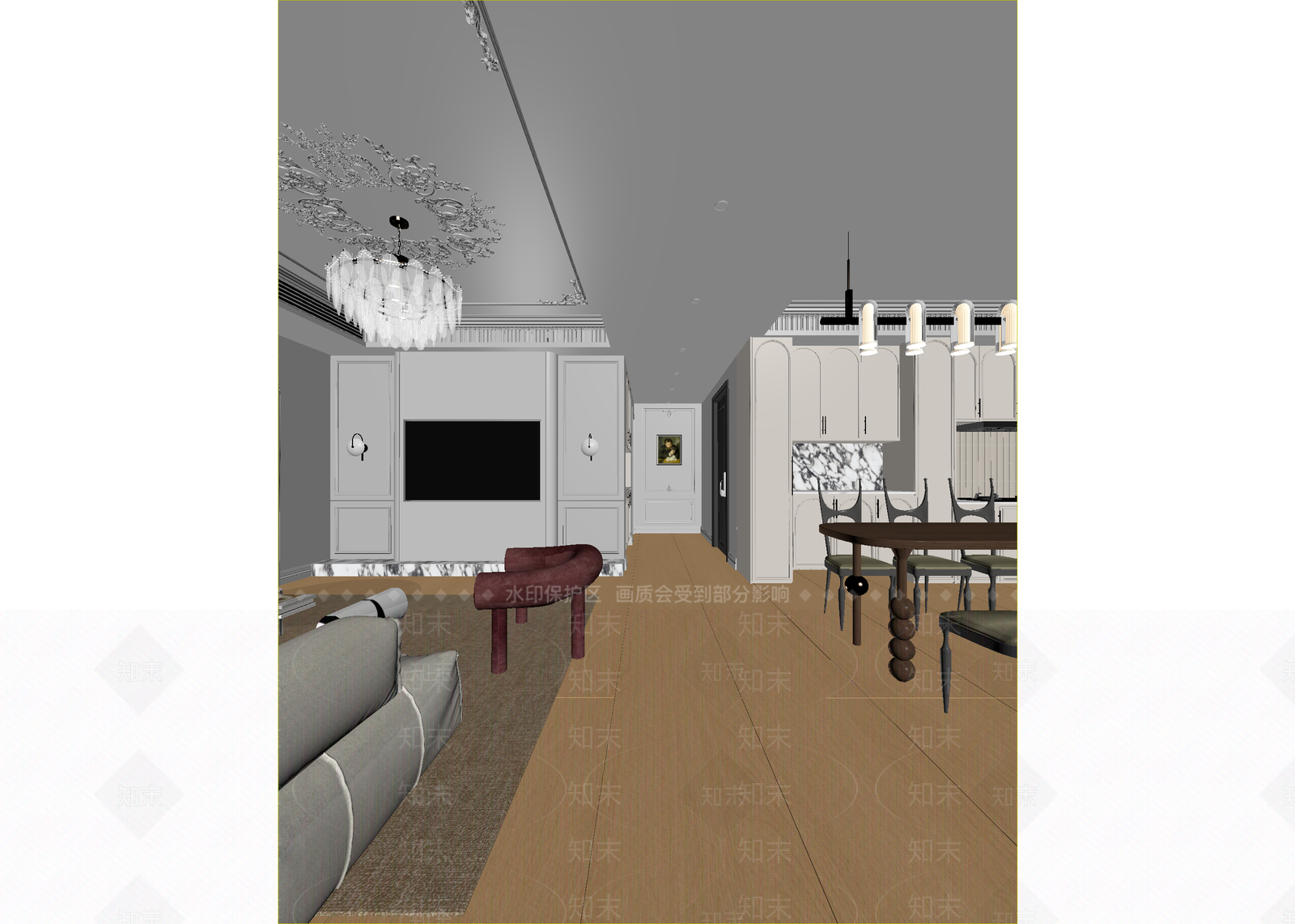 法式客餐厅3D模型下载【ID:1215089107】