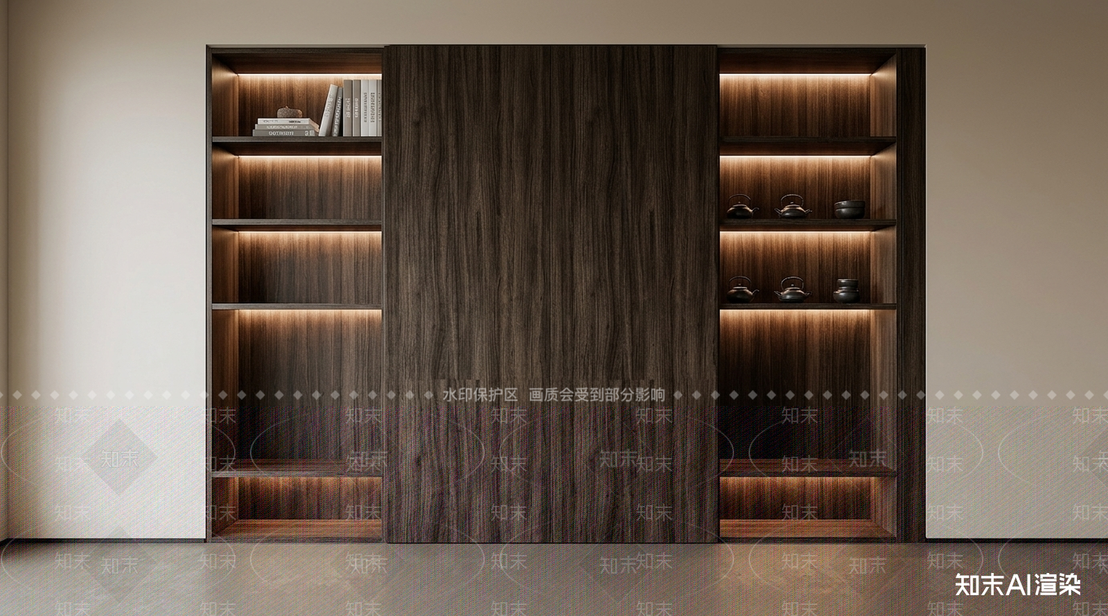 深色展示柜体书柜3D模型下载【ID:1227285735】
