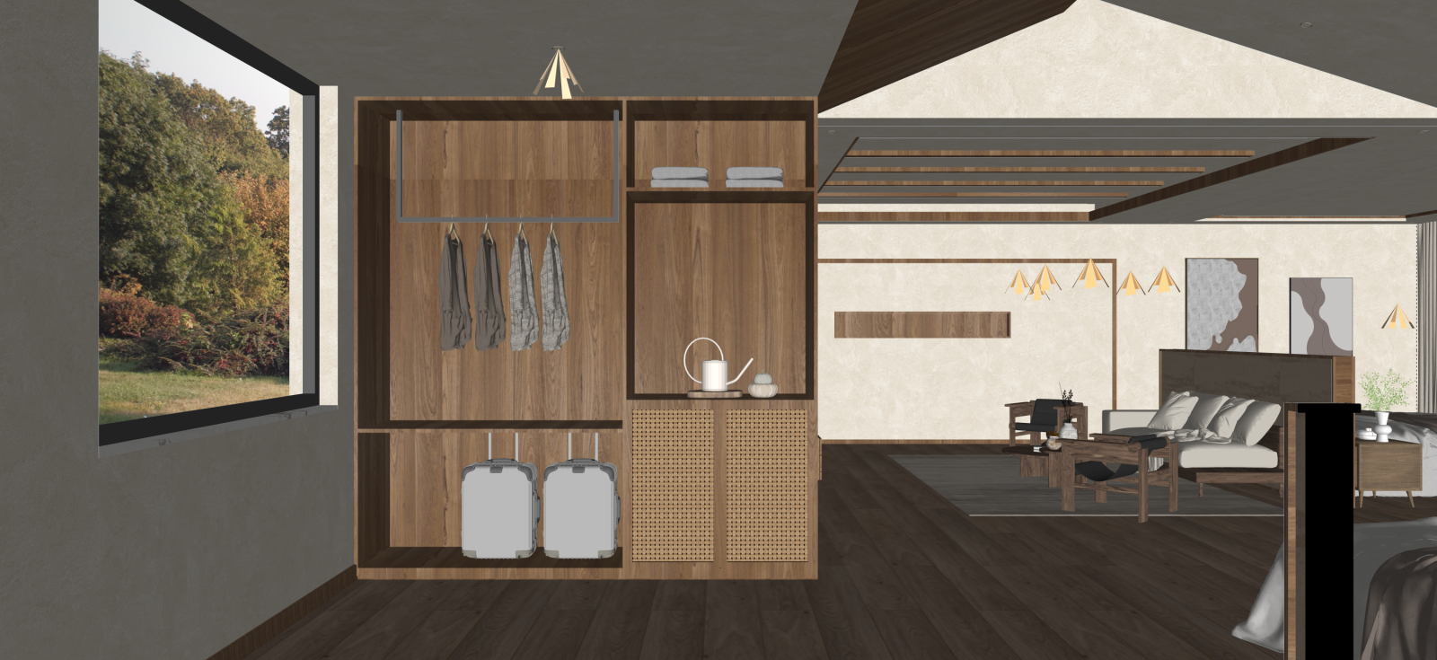 侘寂套房卧室SU模型下载【ID:1222285564】
