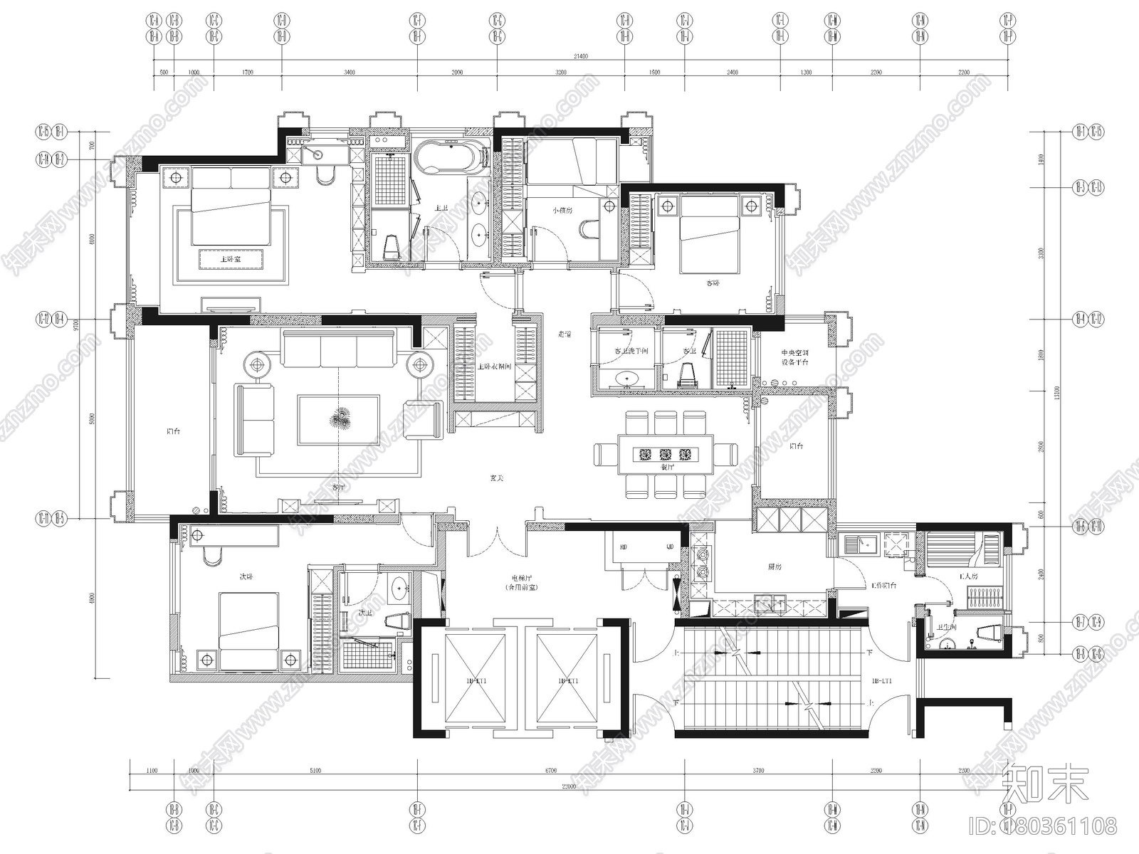 [深圳]宝能198㎡三居家装样板房装修施工图施工图下载【ID:180361108】