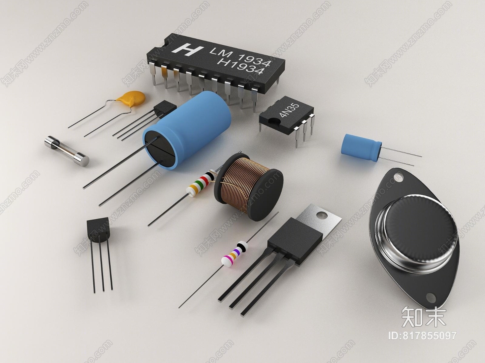 电子元件电容器电阻丝保险丝电阻3D模型下载【ID:817855097】