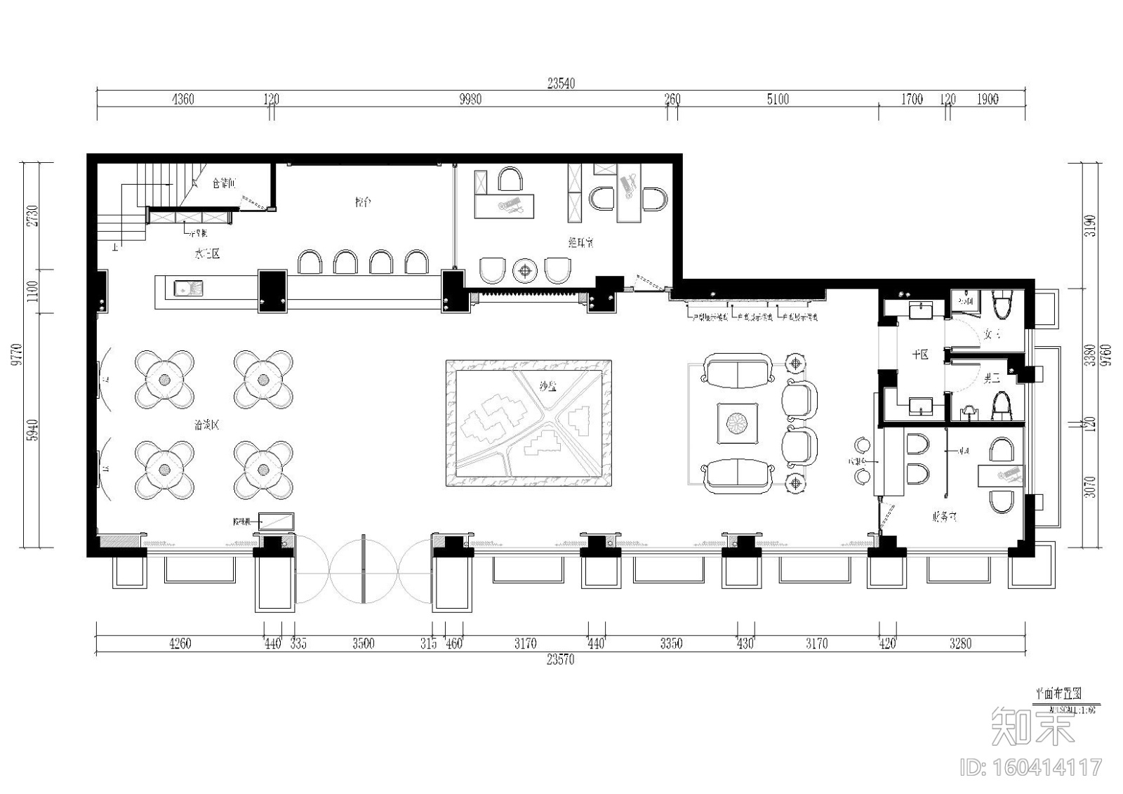 [福建]​中茵上城美域售楼部施工图+效果图cad施工图下载【ID:160414117】