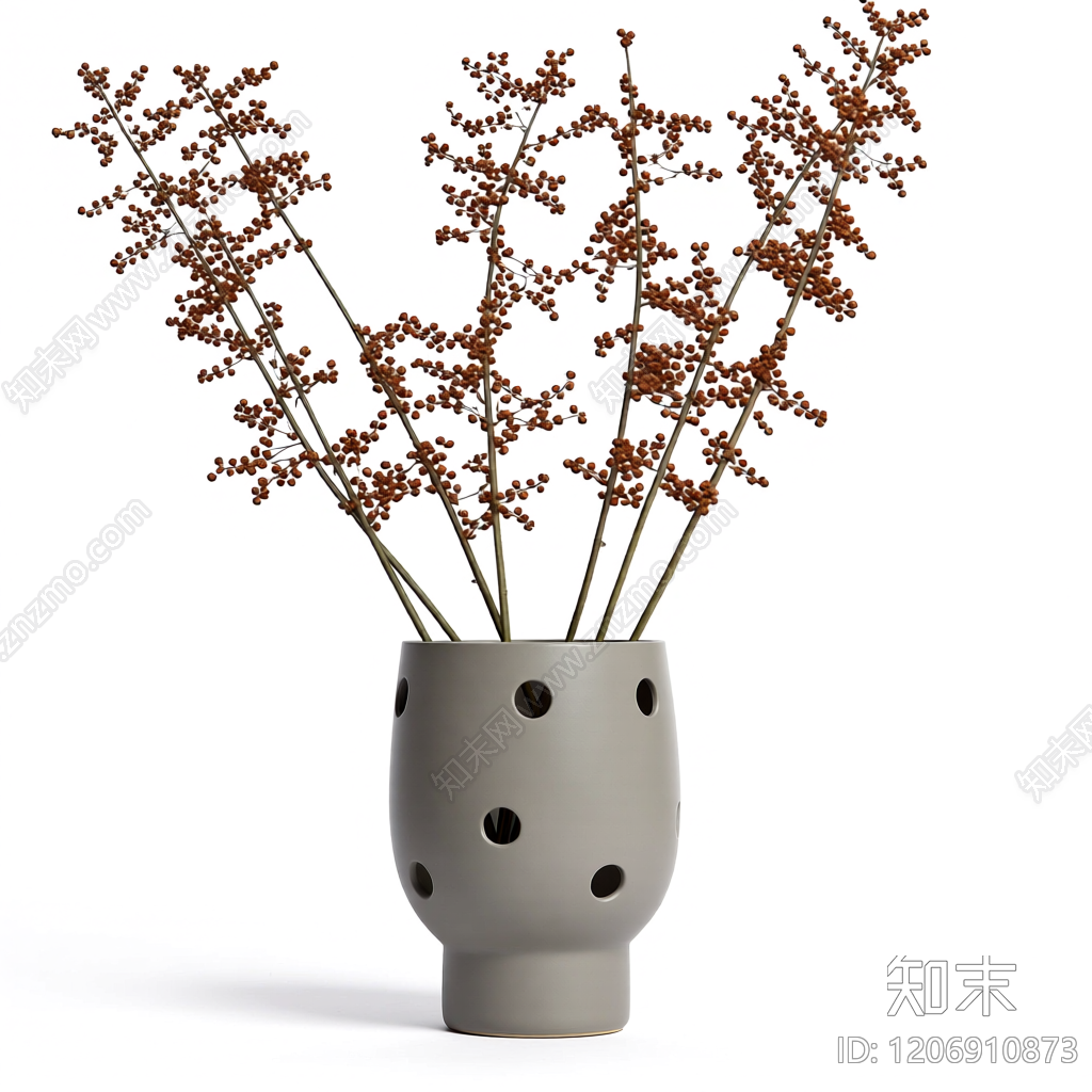 带枝干花瓶装饰3D模型下载【ID:1206910873】