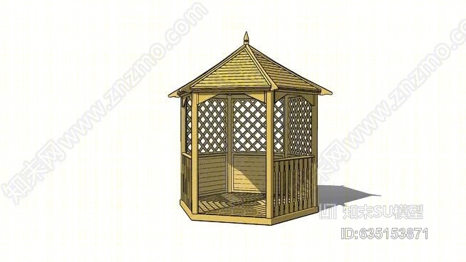 木凉亭SU模型下载【ID:635153871】