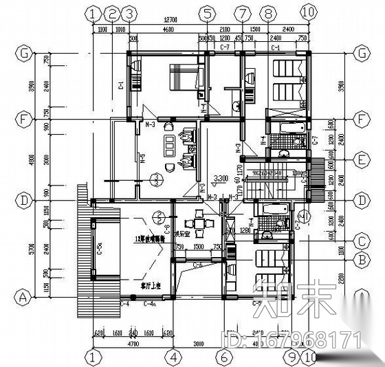 某3层砌体结构别墅全套结构建筑图施工图下载【ID:167968171】
