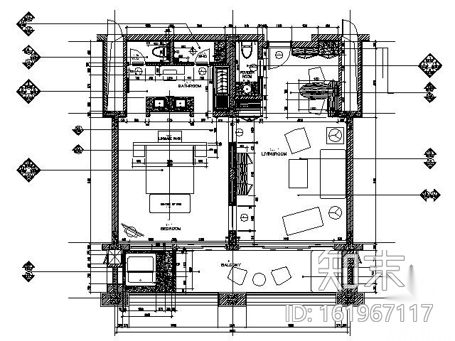 豪华五星酒店双间套房施工图cad施工图下载【ID:161967117】