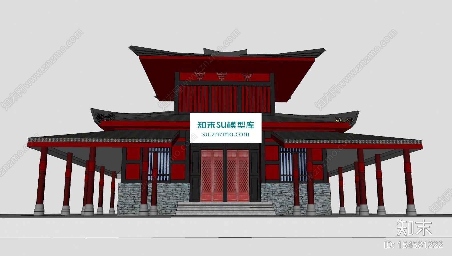 秦宫建筑SU模型下载【ID:154581222】