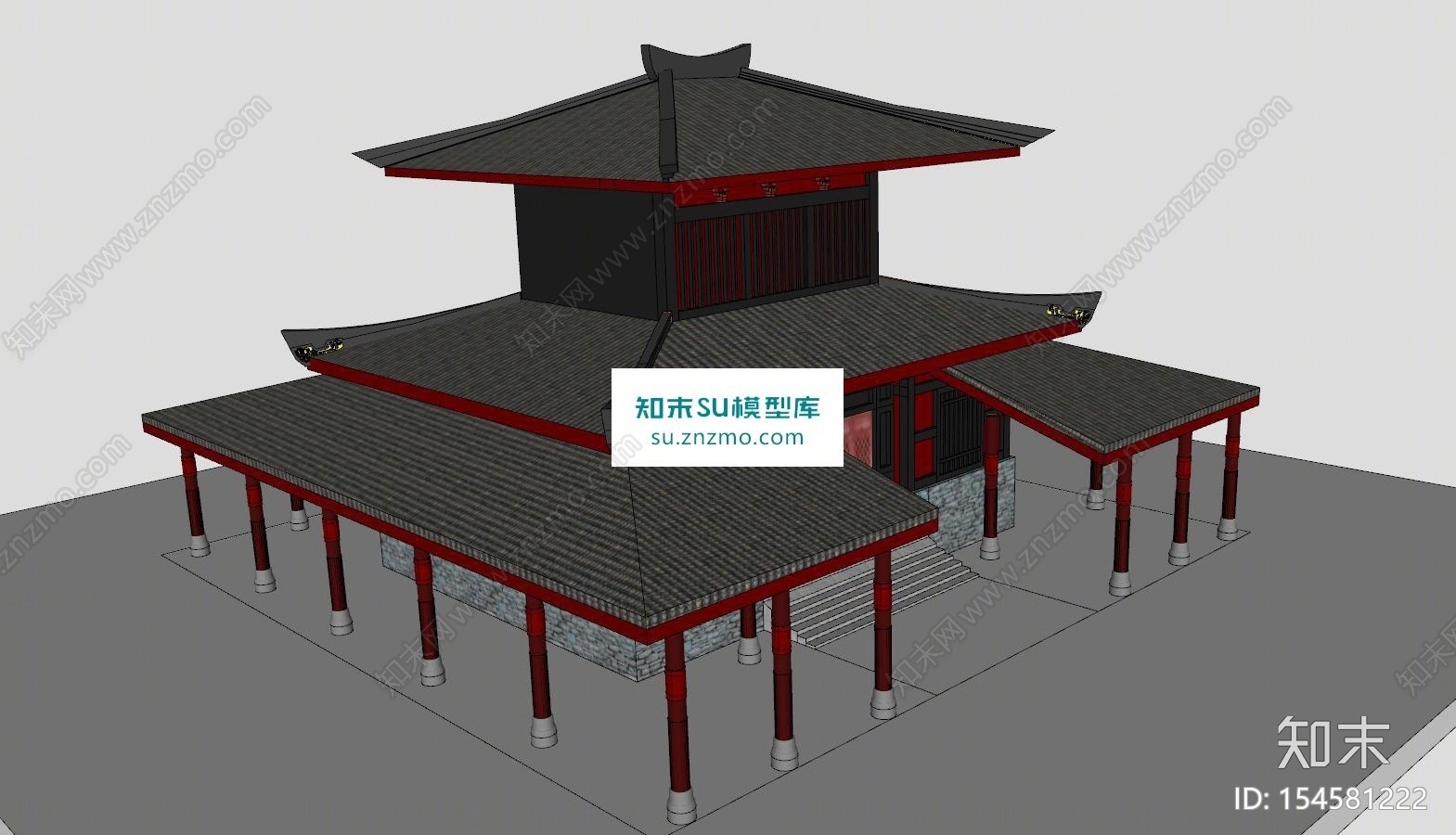 秦宫建筑SU模型下载【ID:154581222】
