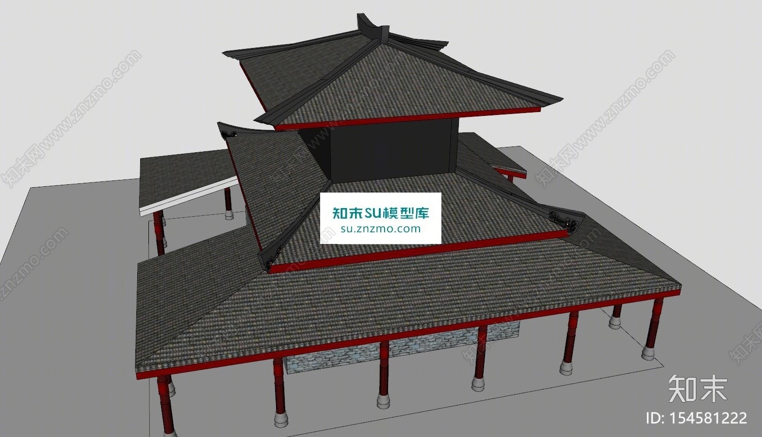 秦宫建筑SU模型下载【ID:154581222】