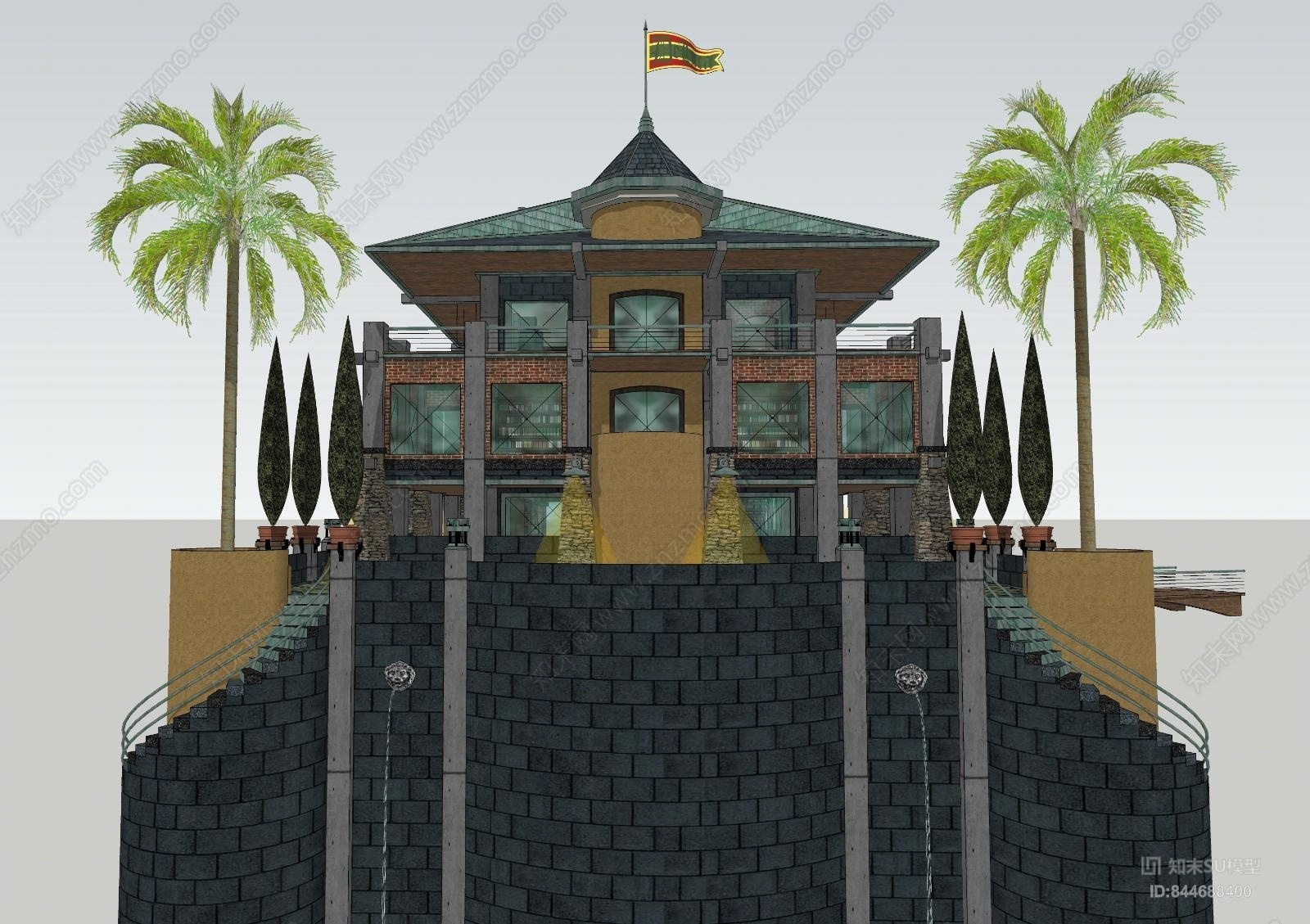 现代艺术风格建筑SU模型下载【ID:844688400】