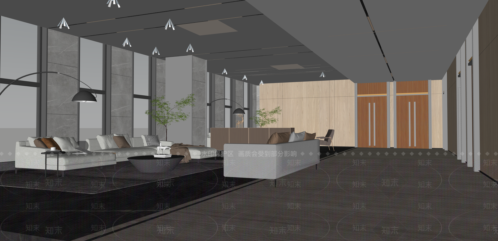 现代办公大堂SU模型下载【ID:1215198927】