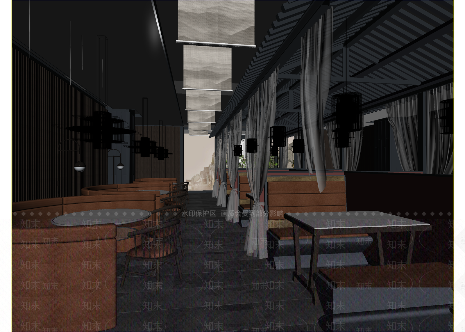 新中式咖啡厅3D模型下载【ID:1214717581】