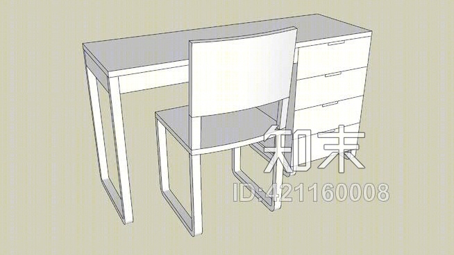 书桌和椅子SU模型下载【ID:421160008】