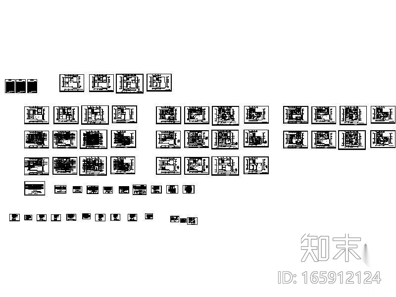 [毕业设计]四层别墅设计图cad施工图下载【ID:165912124】