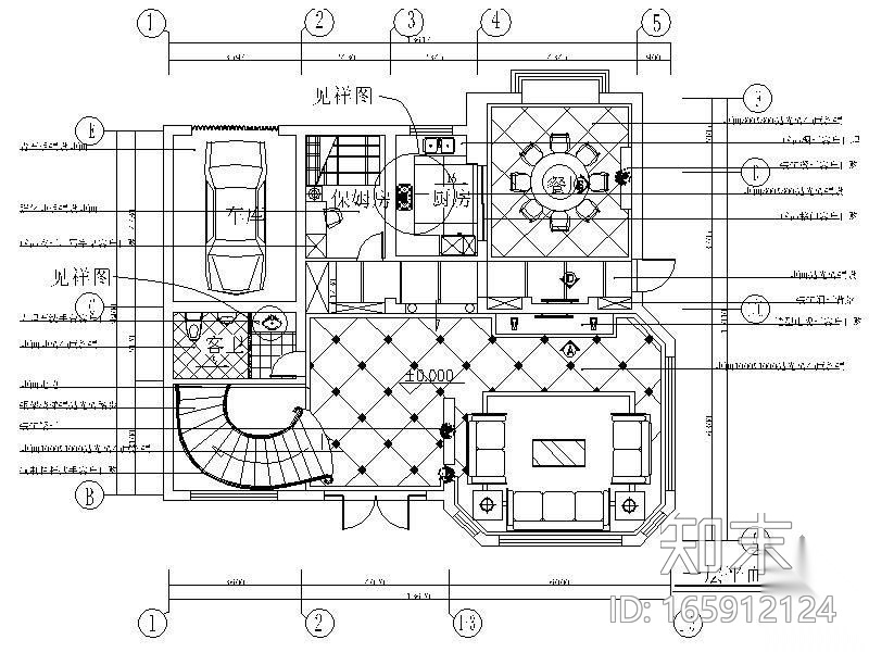 [毕业设计]四层别墅设计图cad施工图下载【ID:165912124】