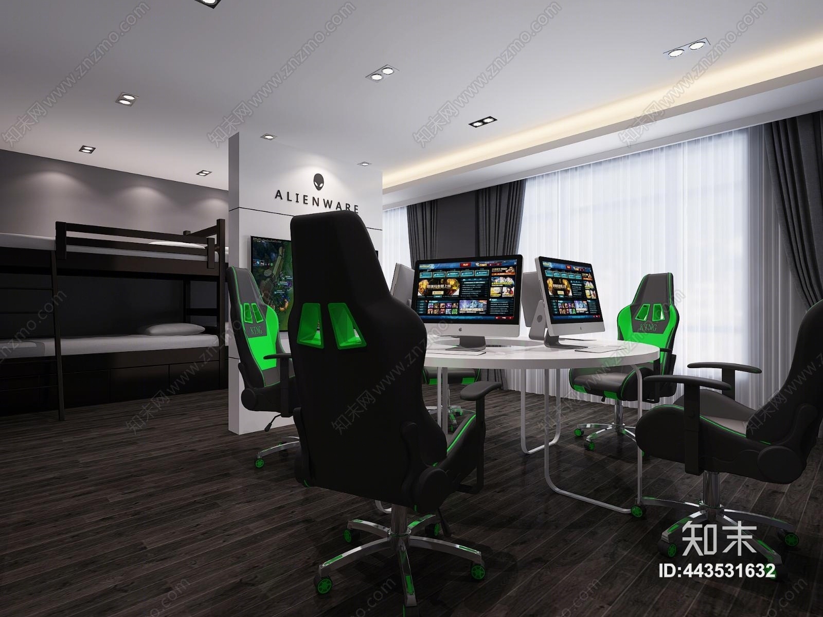 现代电竞主题宾馆房间3D模型下载【ID:443531632】