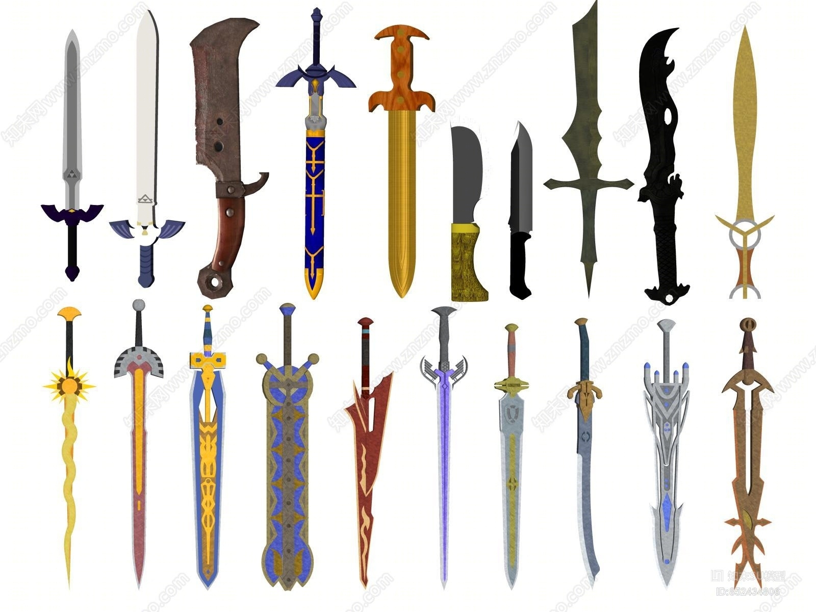 中式风格刀剑组合SU模型下载【ID:852434806】