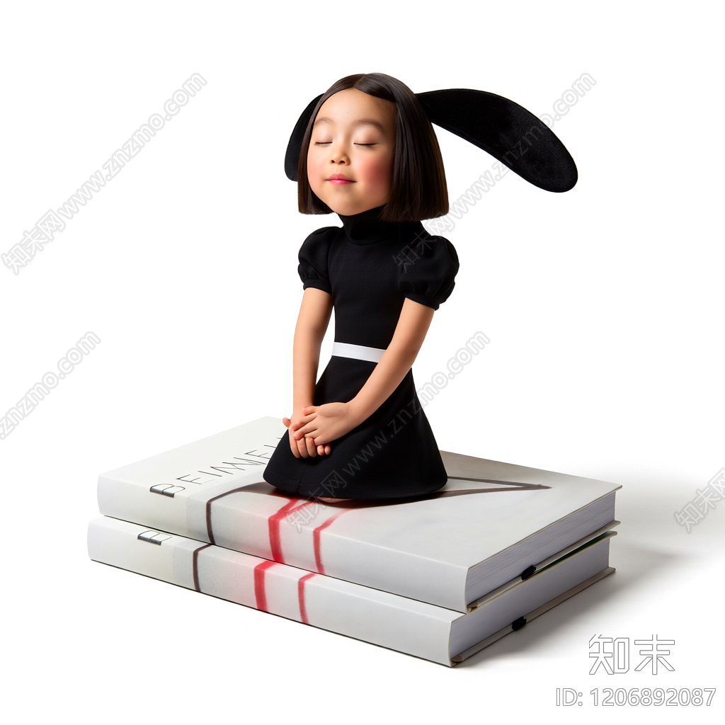 兔耳女孩雕塑3D模型下载【ID:1206892087】