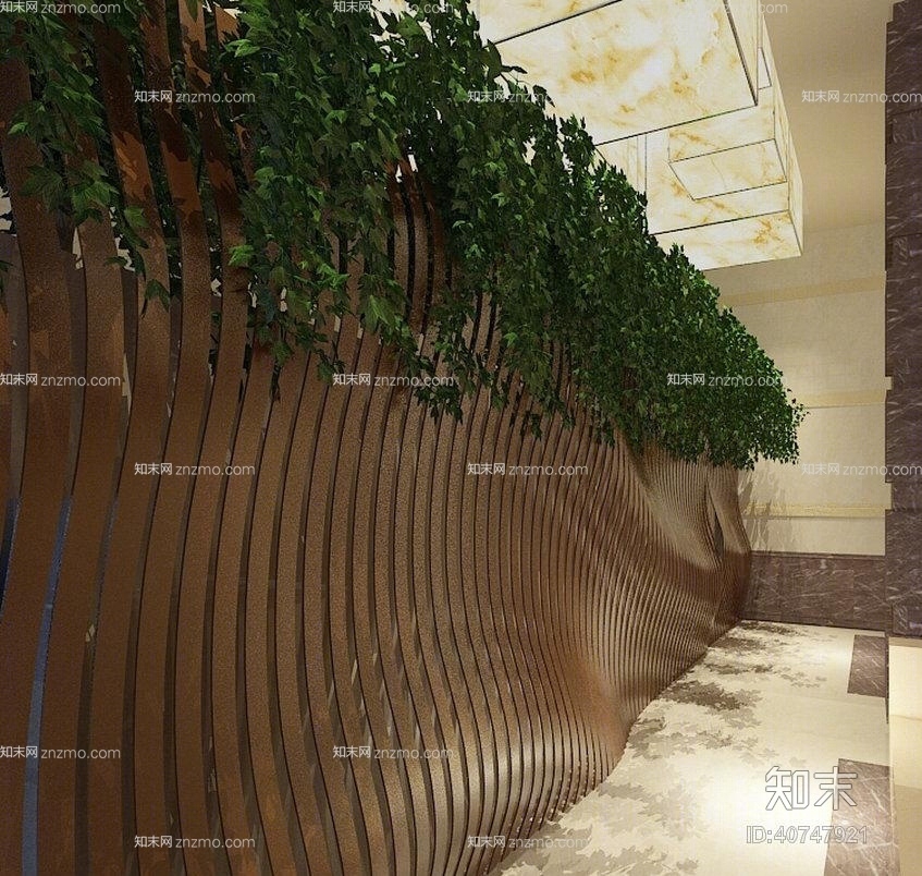 褐色绿植墙3D模型下载【ID:40747921】