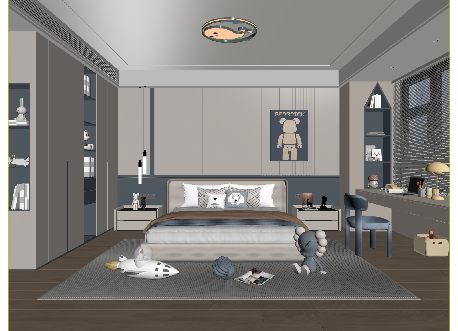 现代通用儿童房3D模型下载【ID:1215021442】
