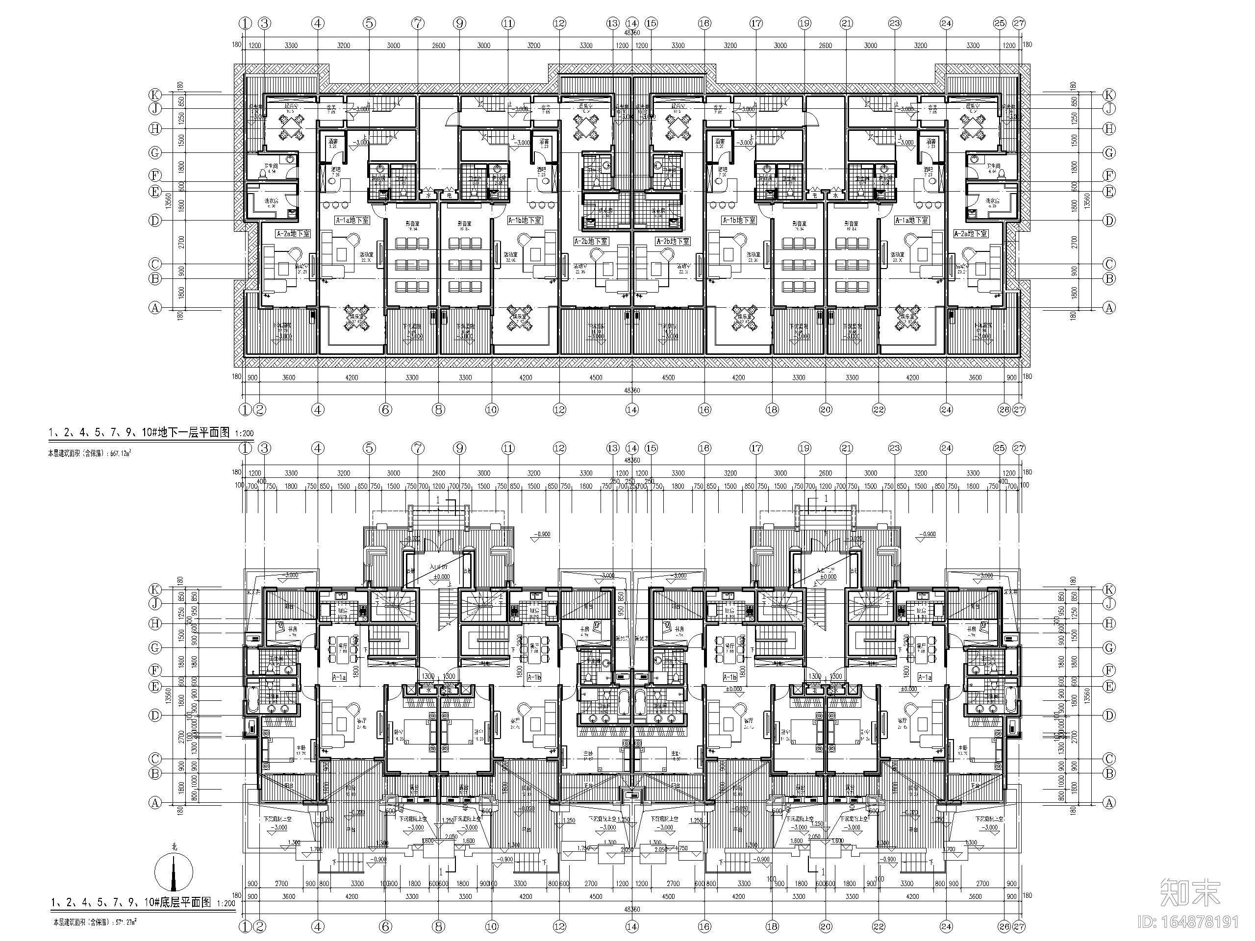 22套多层住宅平层户型设计（CAD）施工图下载【ID:164878191】