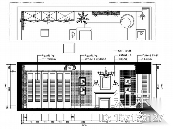 [温州]美式田园三室两厅室内装修图（含实景）cad施工图下载【ID:167176127】