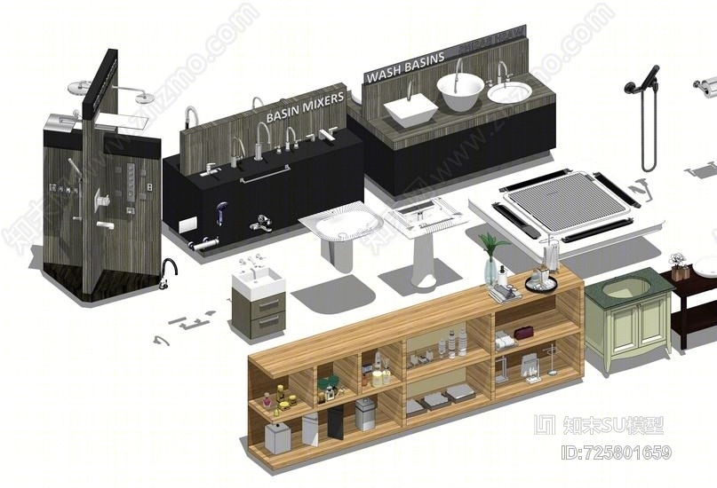 卫浴家具组合SU模型下载【ID:725801659】