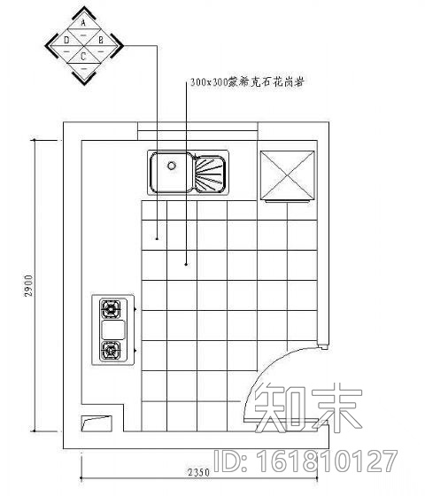 厨房平面布置图cad施工图下载【ID:161810127】