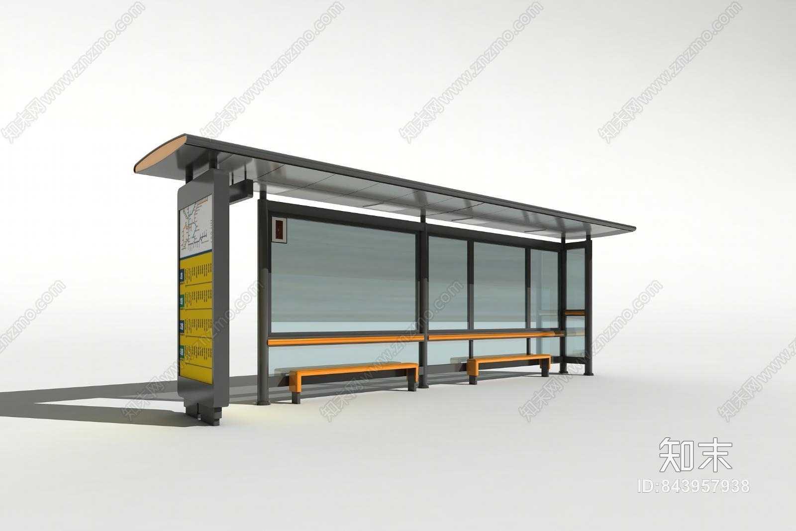 现代公交站3D模型下载【ID:843957938】