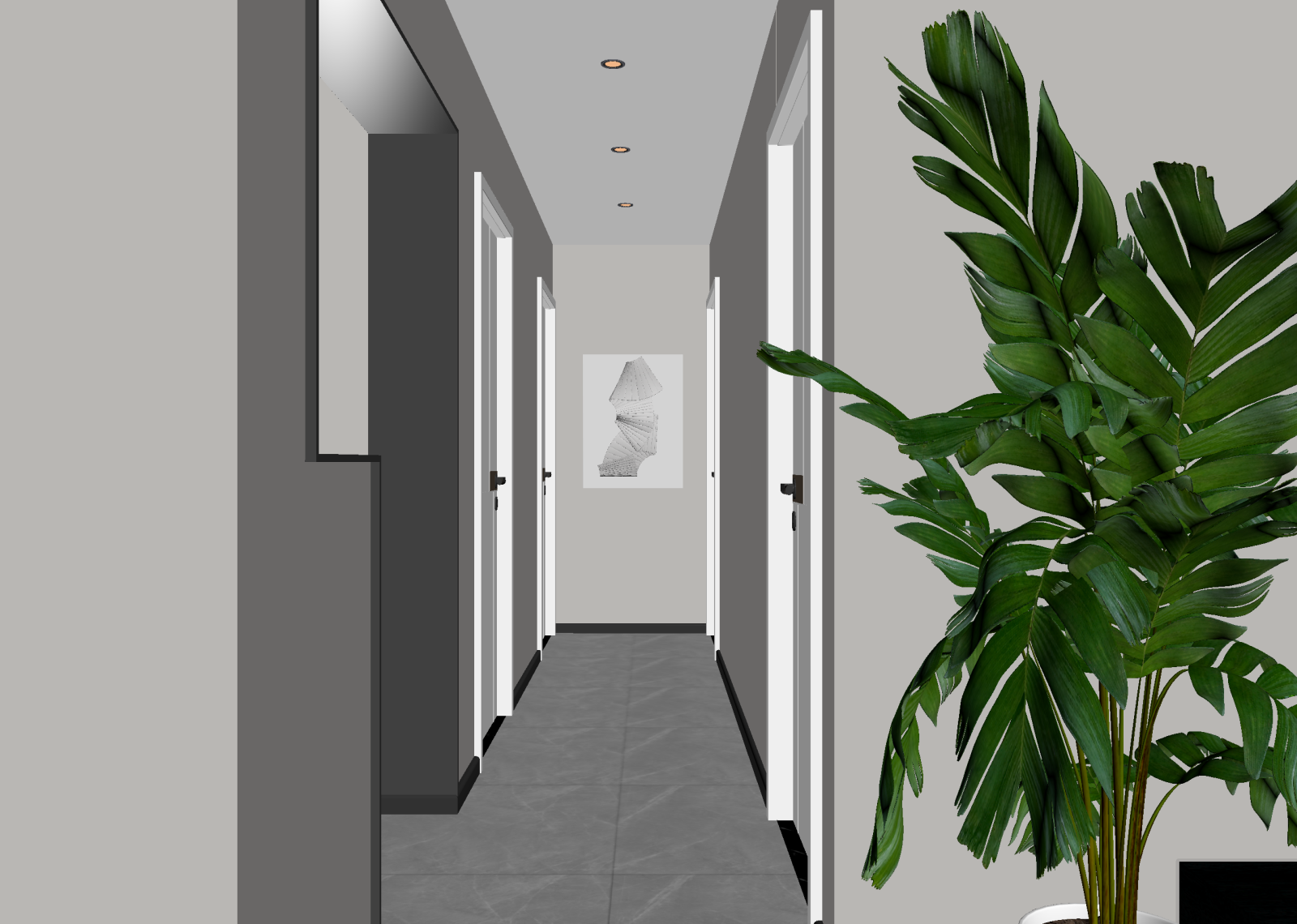 现代酒店走廊3D模型下载【ID:1215126490】